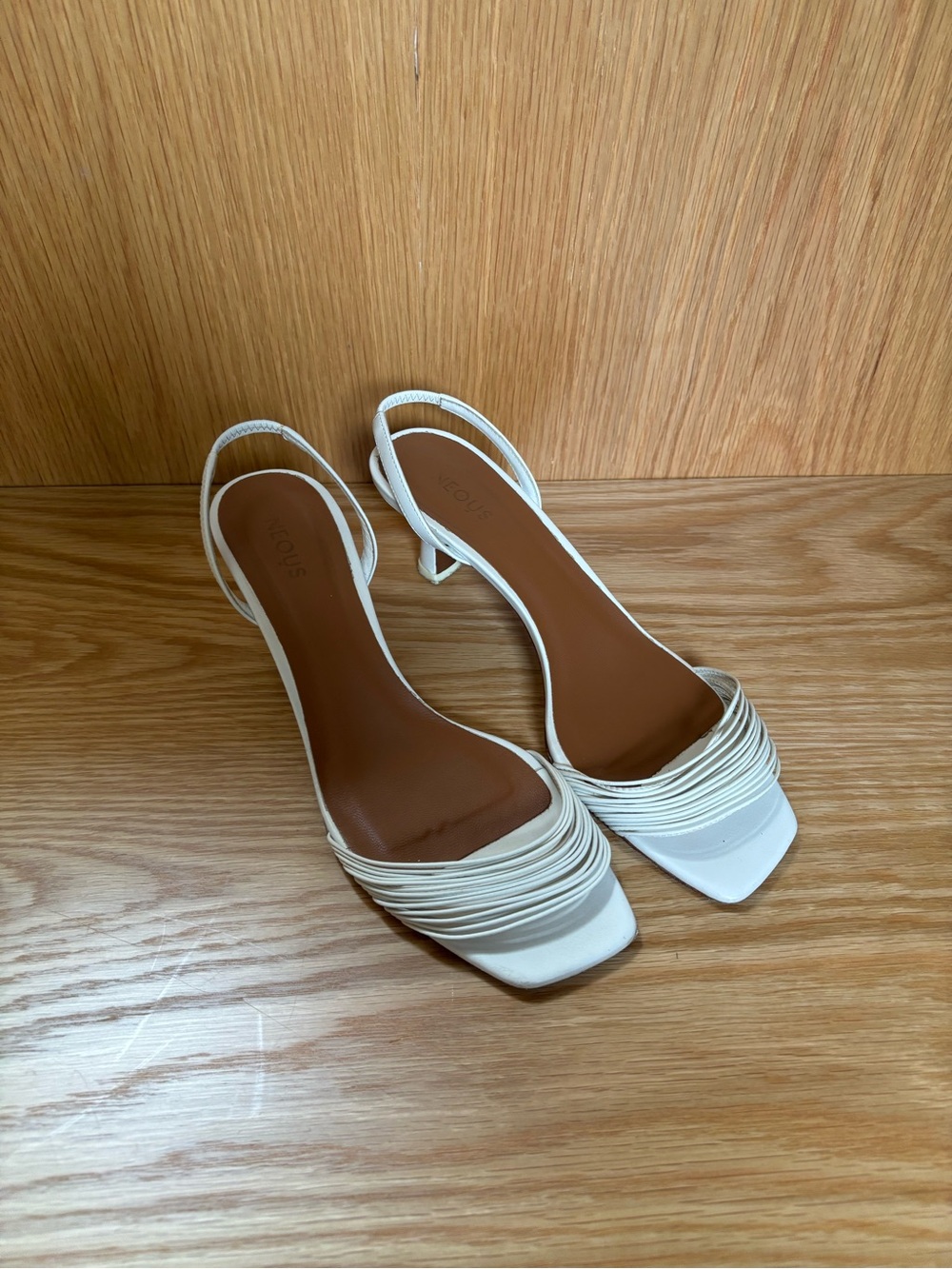 Neous Women's White Slingback Strappy Mid-Heel Sandals - Picture 2 of 5